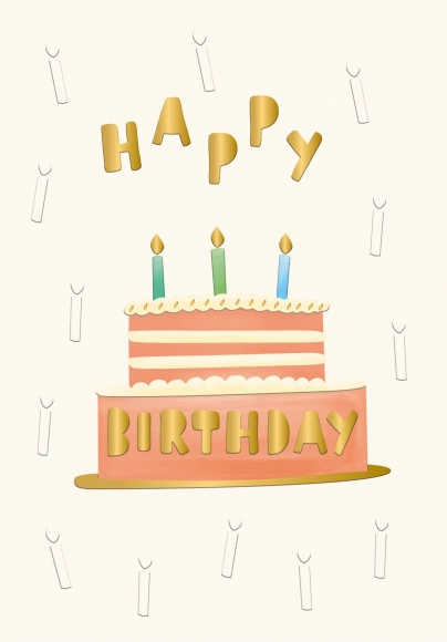 Doppelkarte: Happy Birthday Torte mit Kerzen