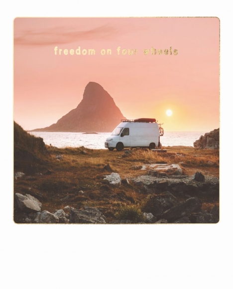 Postkarte: Freedom on four wheels - Sonnenuntergang