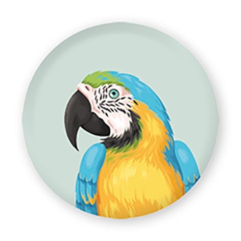Magnet: Papagei blau gelb HC 32 mm