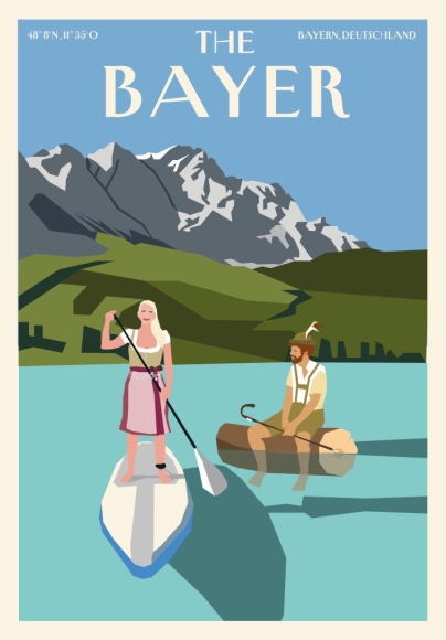 Postkarte: The Bayer - Standup Paddlerin