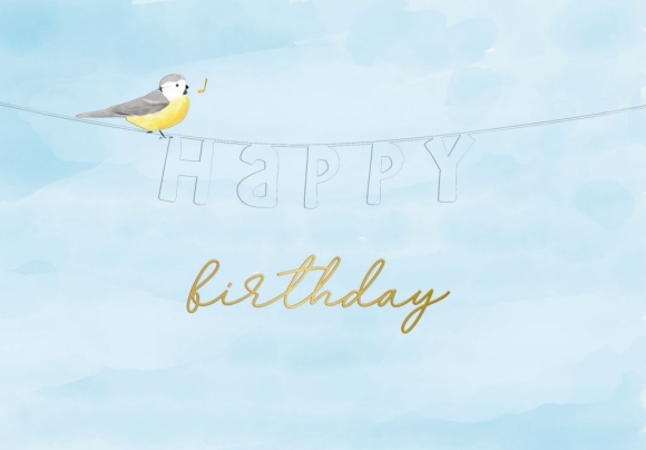 Doppelkarte: Happy Birthday - Vogel