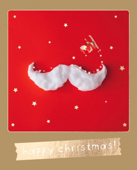 Postkarte: Schnurrbart Happy Christmas