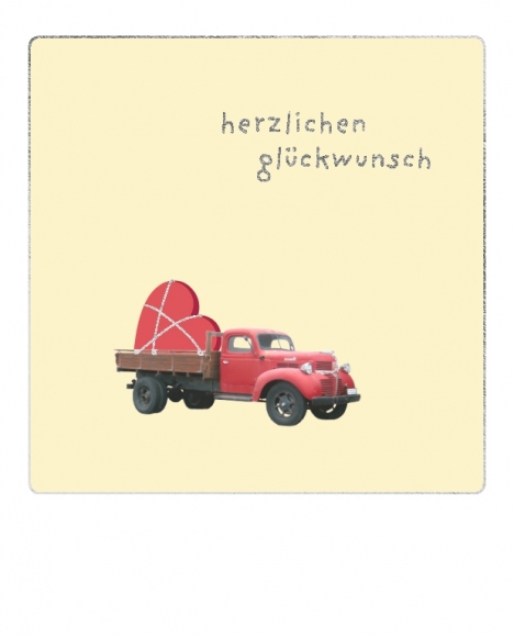 Postkarte: Lastwagen mit Herz - Herzlichen Glückwunsch