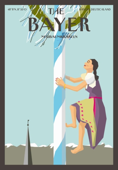 Postkarte: The Bayer - Maibaumkraxeln