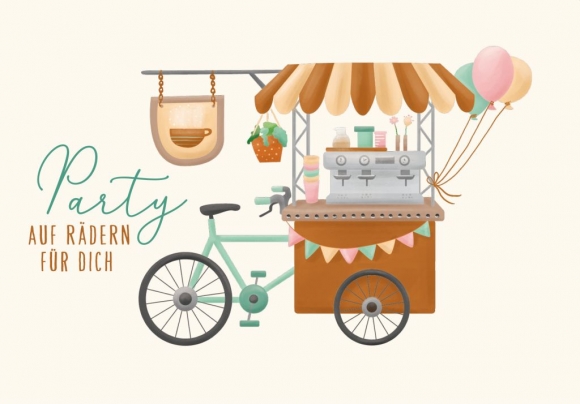 Postkarte: Party auf Rädern für dich