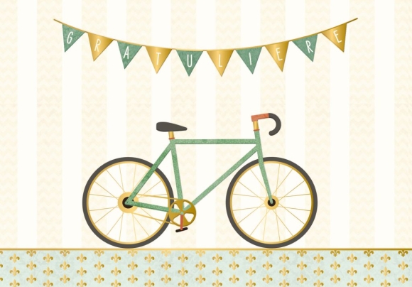 Doppelkarte: Gratuliere - Fahrrad