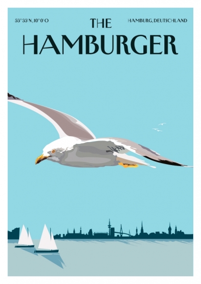 Postkarte: Möwe - The Hamburger