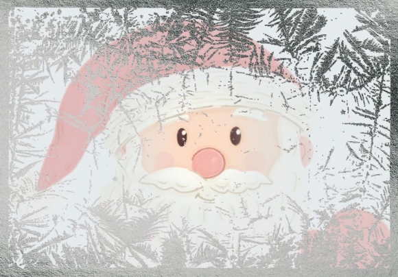 Doppelkarte: Santa am Fenster