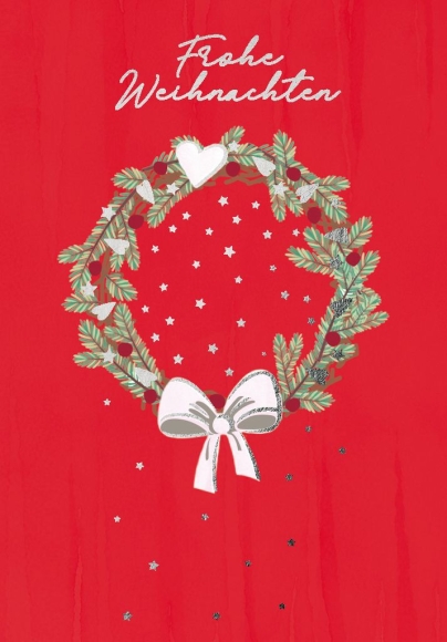 Doppelkarte: Frohe Weihnachten - Kranz