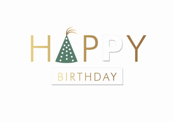 Doppelkarte: Happy Birthday - Partyhut