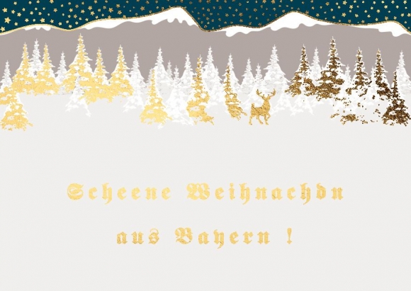 Doppelkarte: Scheene Weihnachdn aus Bayern Berg und Wald