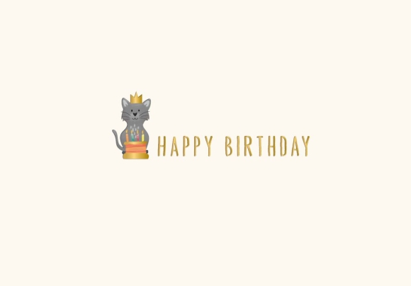 Doppelkarte: Happy Birthday - Kleine Katze