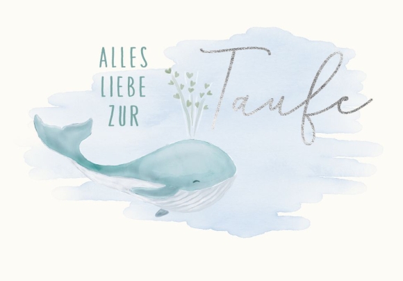 Doppelkarte: Alles Liebe zur Taufe - Wal
