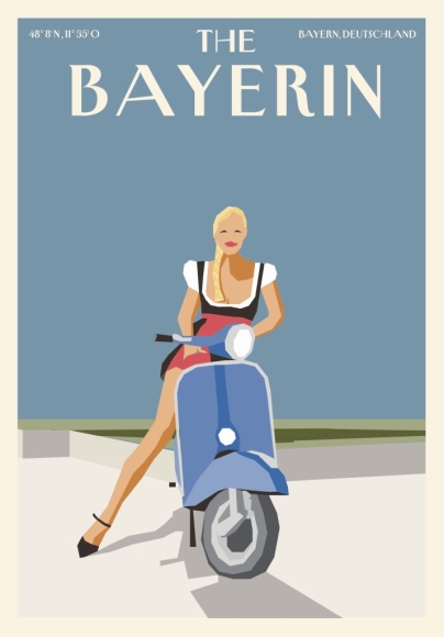 Postkarte: The Bayerin - Vespa