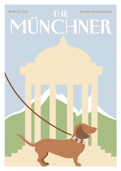 Postkarte: The Münchner - Dackel Edelweiss
