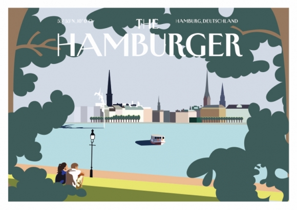 Postkarte: The Hamburger - Alster