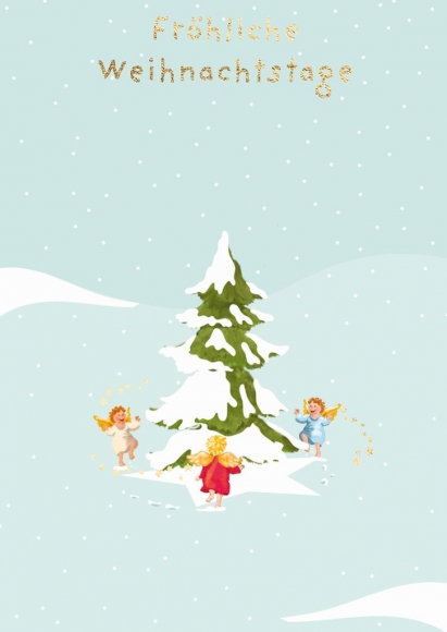 Postkarte: Fröhliche Weihnachtstage Tanzende Engel