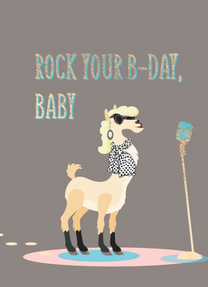Doppelkarte: Rock your B-Day, Baby. - Lama.