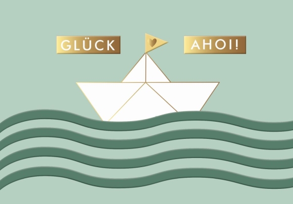 Doppelkarte: Glück Ahoi! - Papierboot