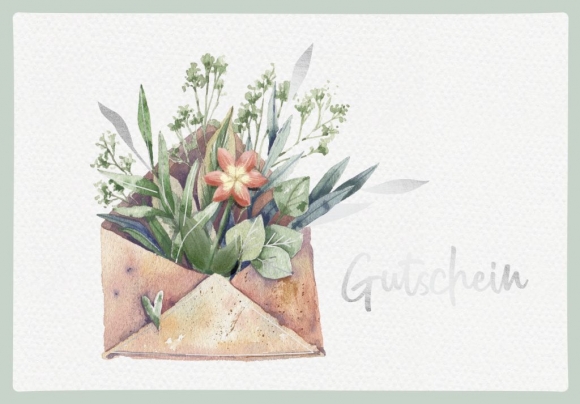 Doppelkarte: Gutschein - Blumenumschlag