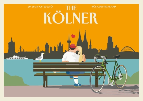 Postkarte: The Kölner - Pärchen am Rhein