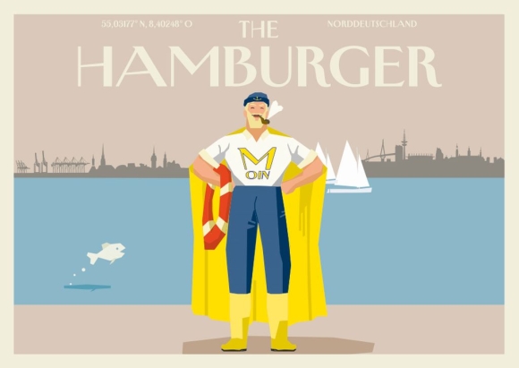 Postkarte: The Hamburger - Moin Man