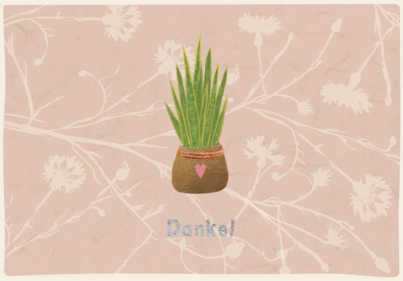 Doppelkarte: Danke! Pflanze im Korb