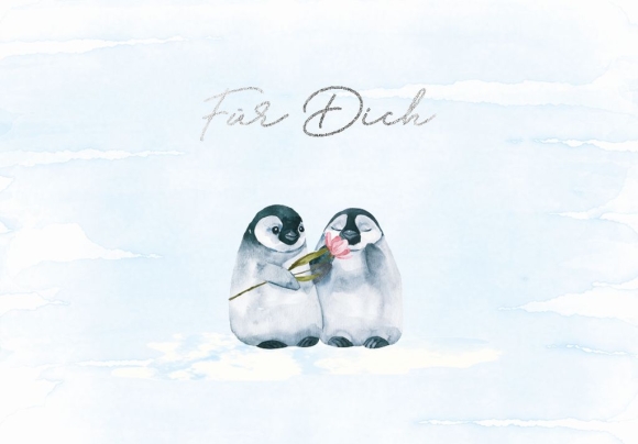 Doppelkarte: Für Dich - Pinguine