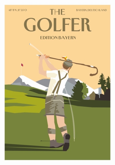 Postkarte: The Golfer - Edition Bayern