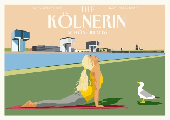 Postkarte: The Kölnerin - Yoga am Rhein