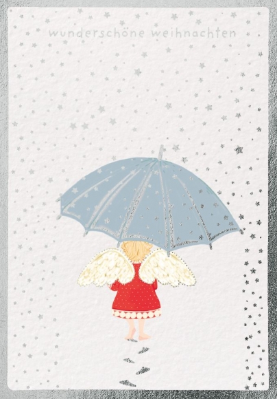 Doppelkarte: Engel mit Schirm