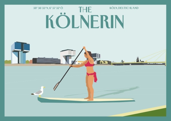 Postkarte: The Kölnerin - Stand Up Paddling