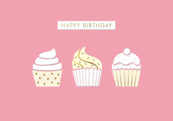 Doppelkarte: Happy Birthday - Muffins