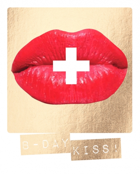 Postkarte: B-Day Kiss!