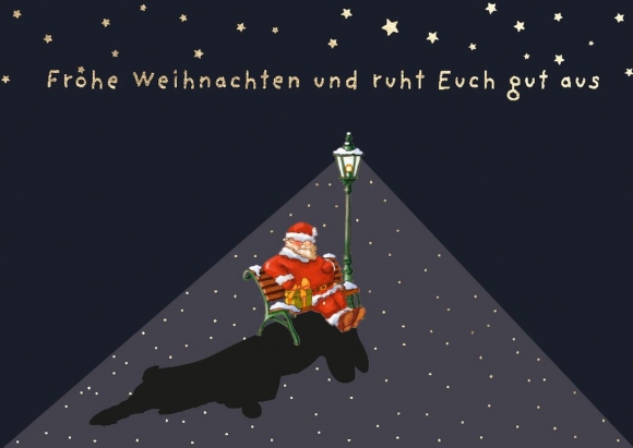 Postkarte: Frohe Weihnachten und ruht Euch gut aus