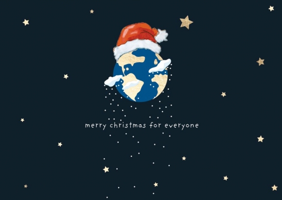 Postkarte: merry christmas for everyone Erde