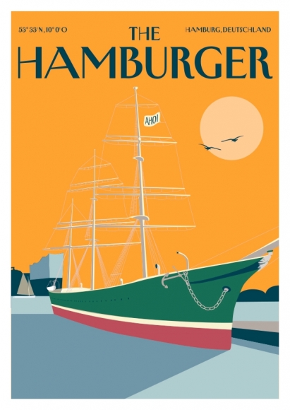 Postkarte: The Hamburger - Schiff