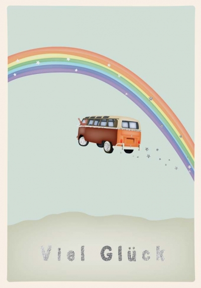 Doppelkarte: Viel Glück Regenbogen