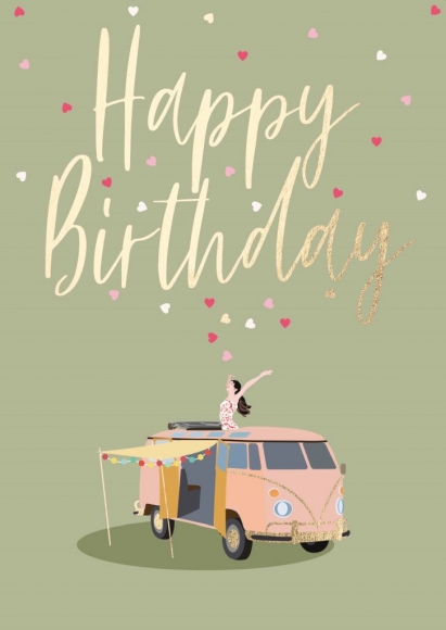 Doppelkarte: Happy Birthday - Transporter