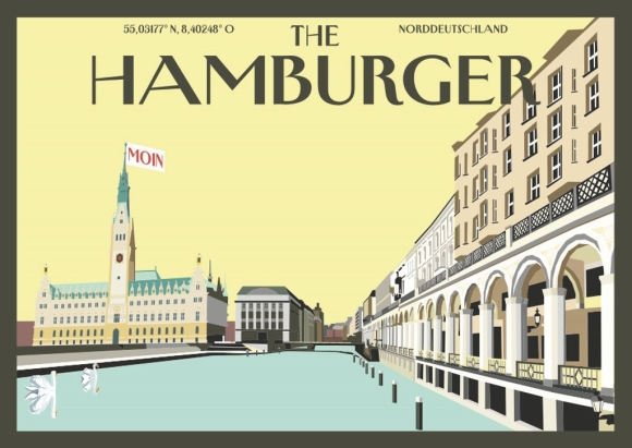 Postkarte: The Hamburger - Hamburger Rathaus