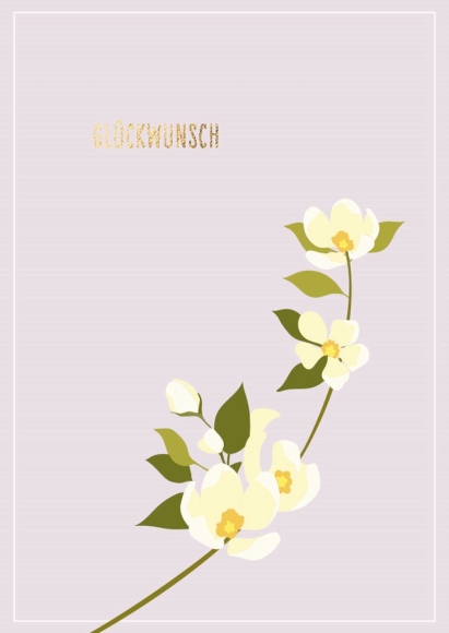 Postkarte: Glückwunsch Blumenranke