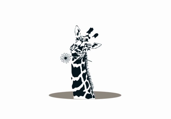 Doppelkarte: Giraffe mit Blume
