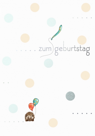Doppelkarte: Zum Geburtstag - Igel mit Ballons