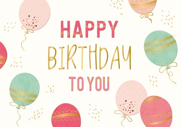 Doppelkarte: Happy Birthday to You - Luftballons