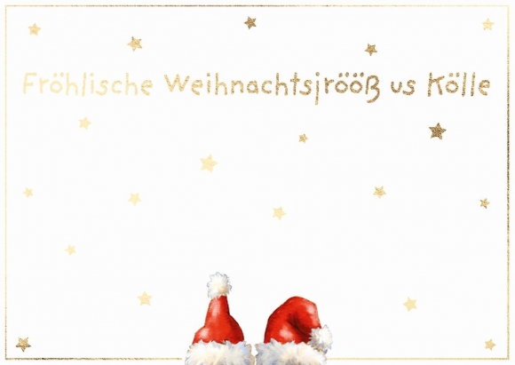 Doppelkarte: Fröhlische Weihnachtsjrööß us Kölle - Weihnachtsmützen