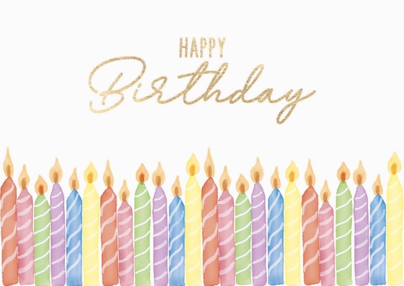 Postkarte: Happy Birthday - Kerzenreihe