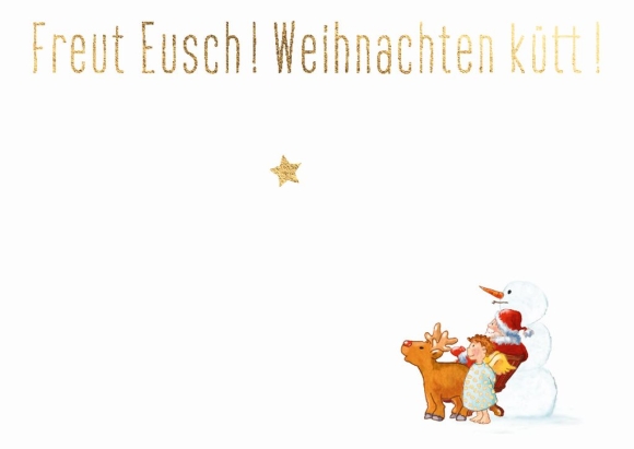 Postkarte: Freut Eusch! Weihnachten kütt! - Schneeman