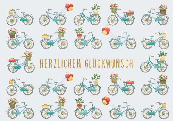 Doppelkarte: Herzlichen Glückwunsch Fahrräder