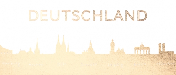 Postkarte: Deutschland -Sehenswürdigkeiten in Gold