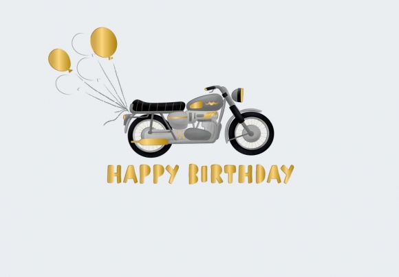 Doppelkarte: Happy Birthday mit Motorrad